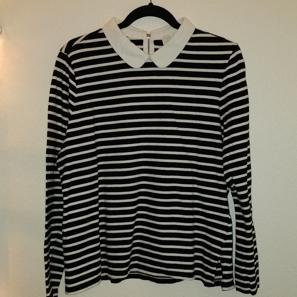 Forever 21 Plus Peter Pan Collar Striped Tee